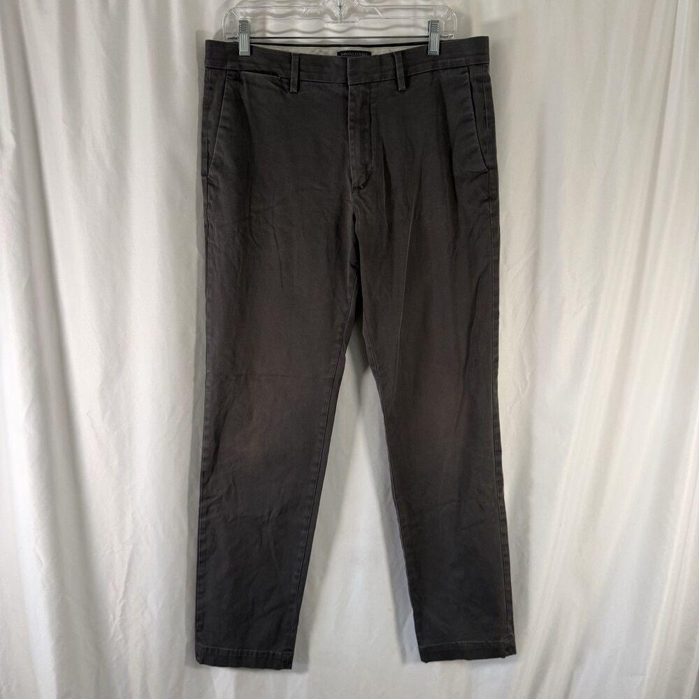 Banana Republic Aiden Slim Men's 33x34 Grey Flat Front Slash Pocket Cotton Blend